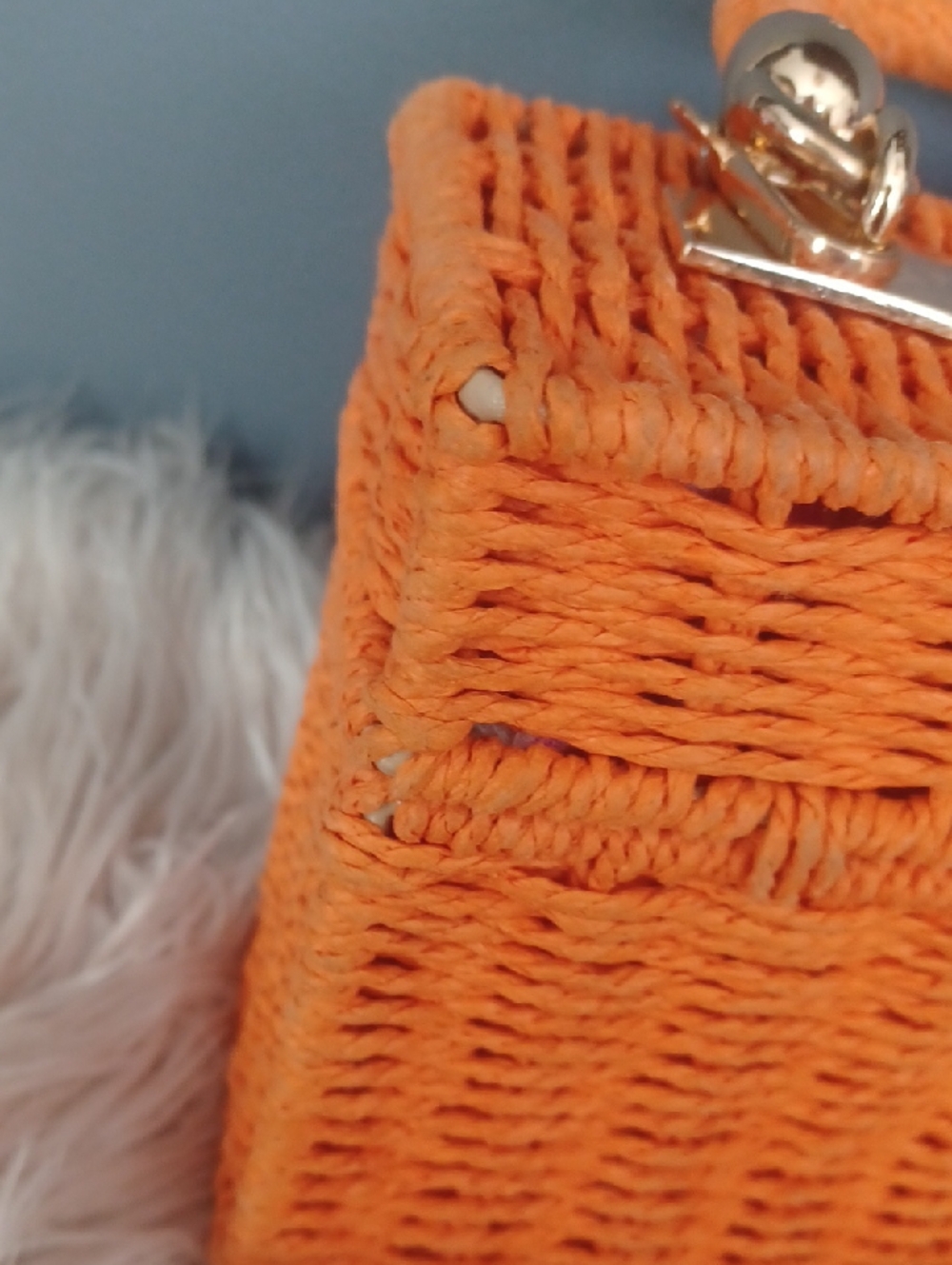 Cute Orange Wicker Box Crossbody - Picture 9 of 16